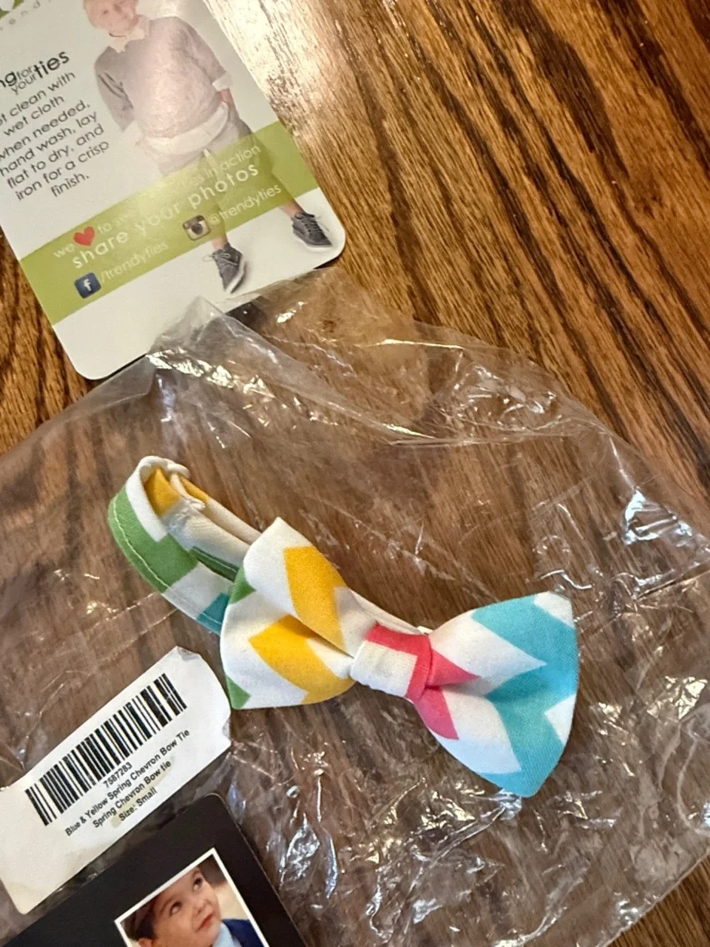 Trendy Ties boys neck tie and bow tie in multicolored pastel chevron pattern New